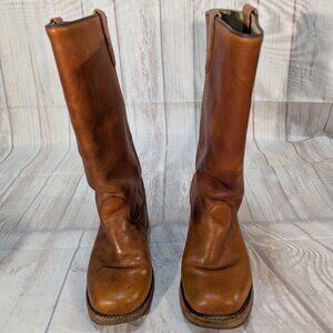Vintage Double H Boots Brown Leather Campus Style Women